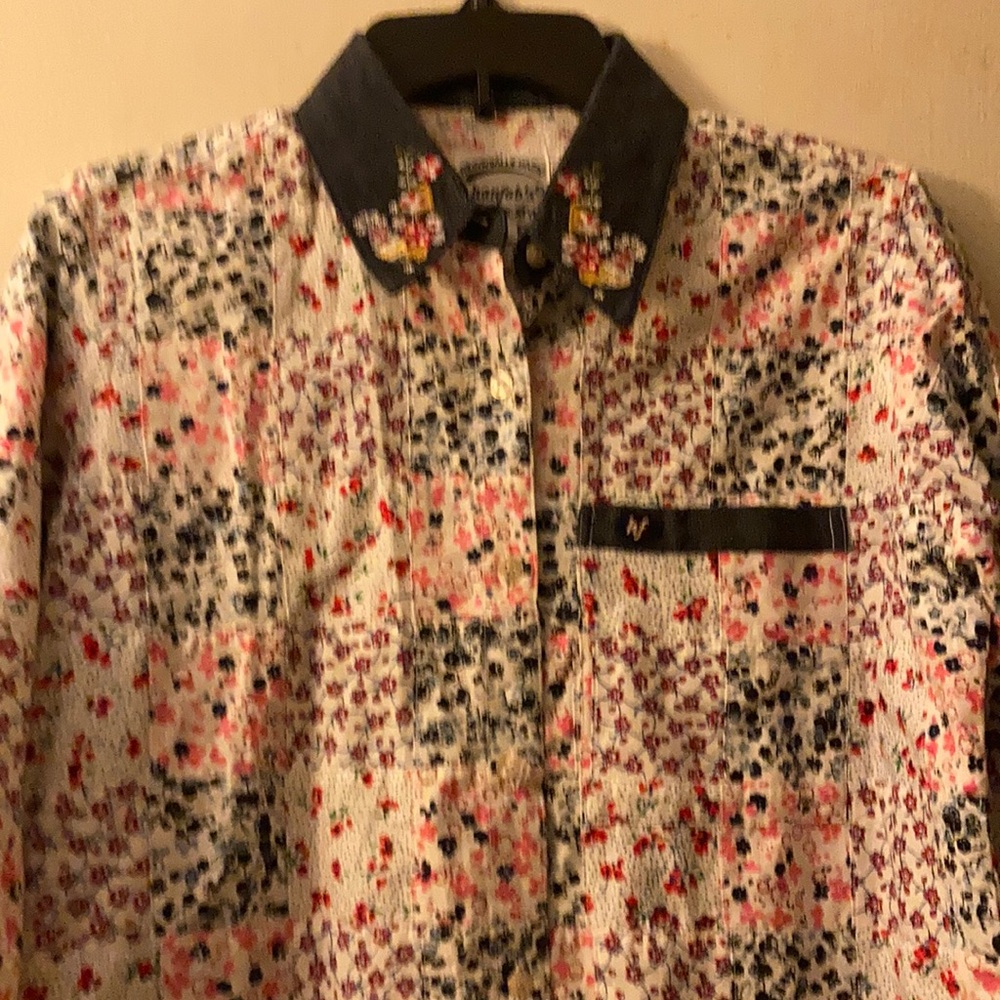 Hanfab’s Authenic Style women 3/4 sleeve floral print patchwork top